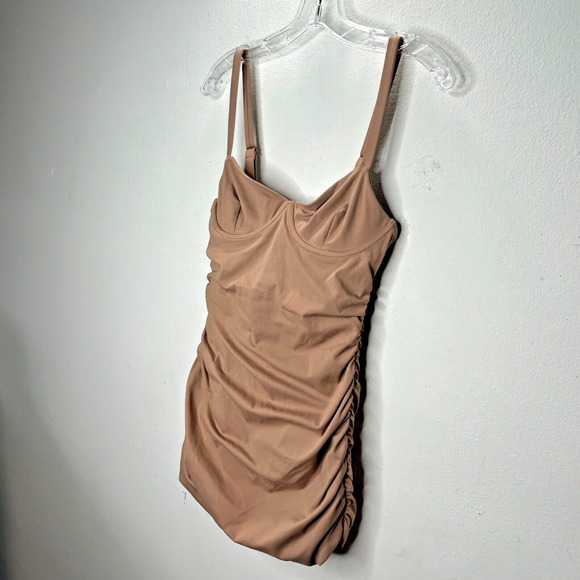 NWT Skims Sienna Tan Sculpting Ruched One Piece Bathing suit Swim Dress Small - Picture 2 of 12